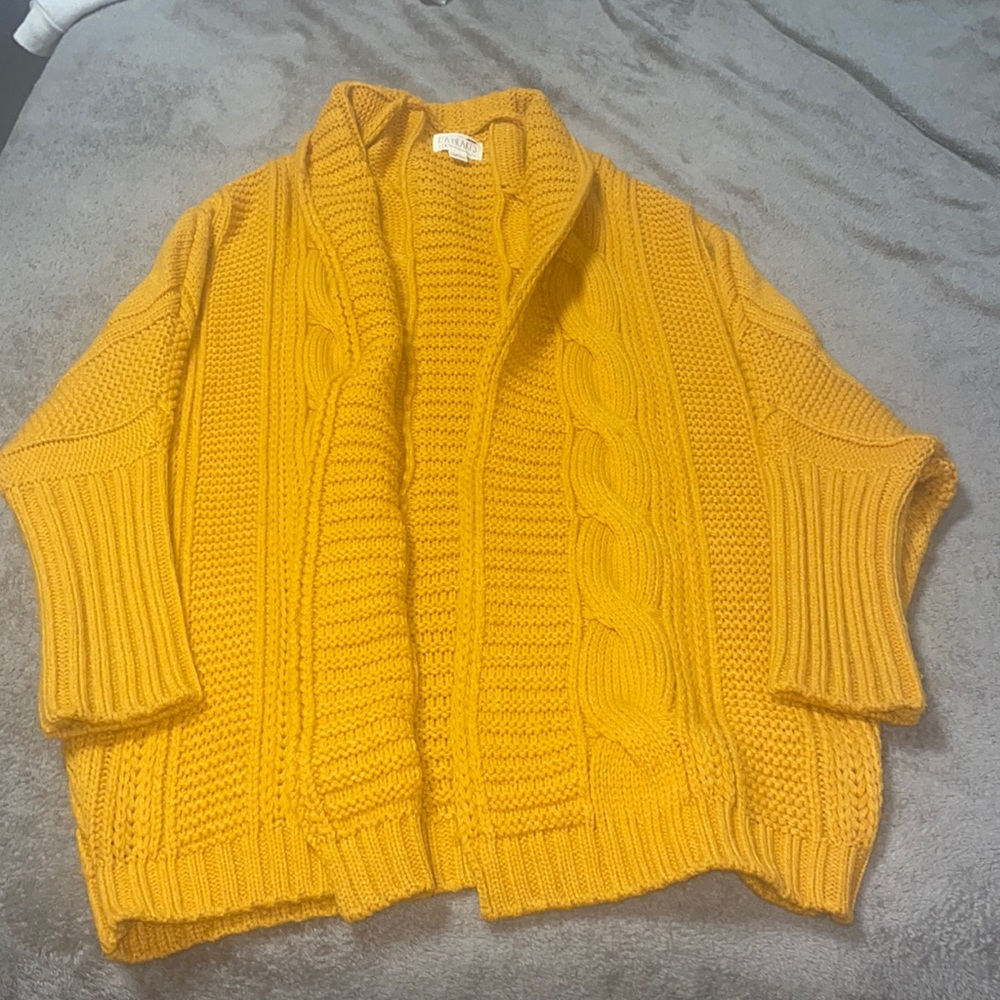 Yellow cardigan sweater